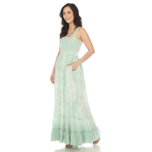 Women's Smocked Ruffle Maxi Dress - Picture 2 of 5